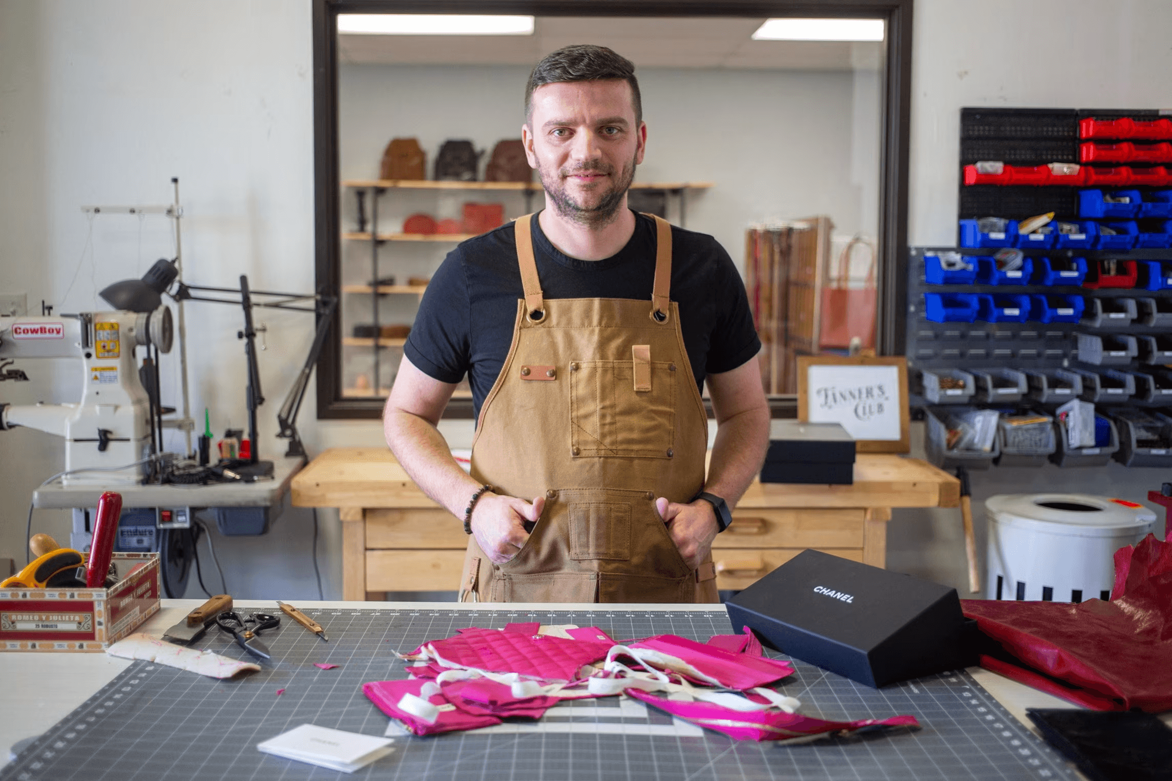 Brazilian artisan crafting a handmade bag